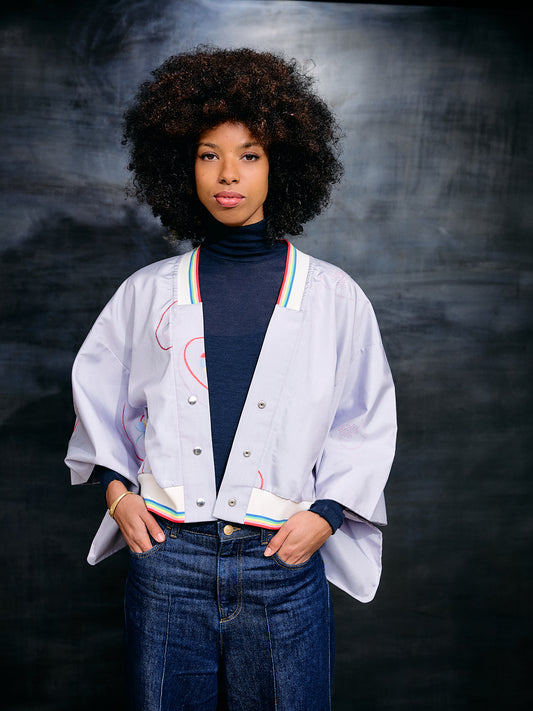 Kimono-Collegejacke Flieder