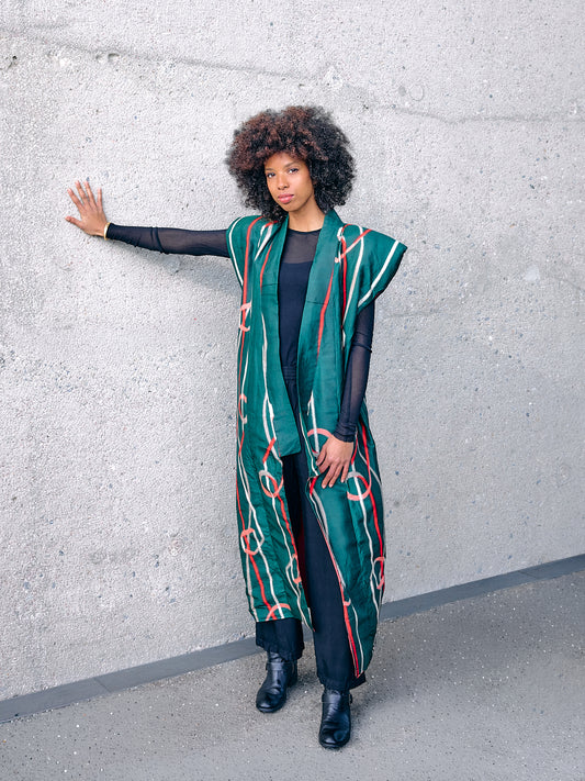 Soulder Kimono-Mantel Green