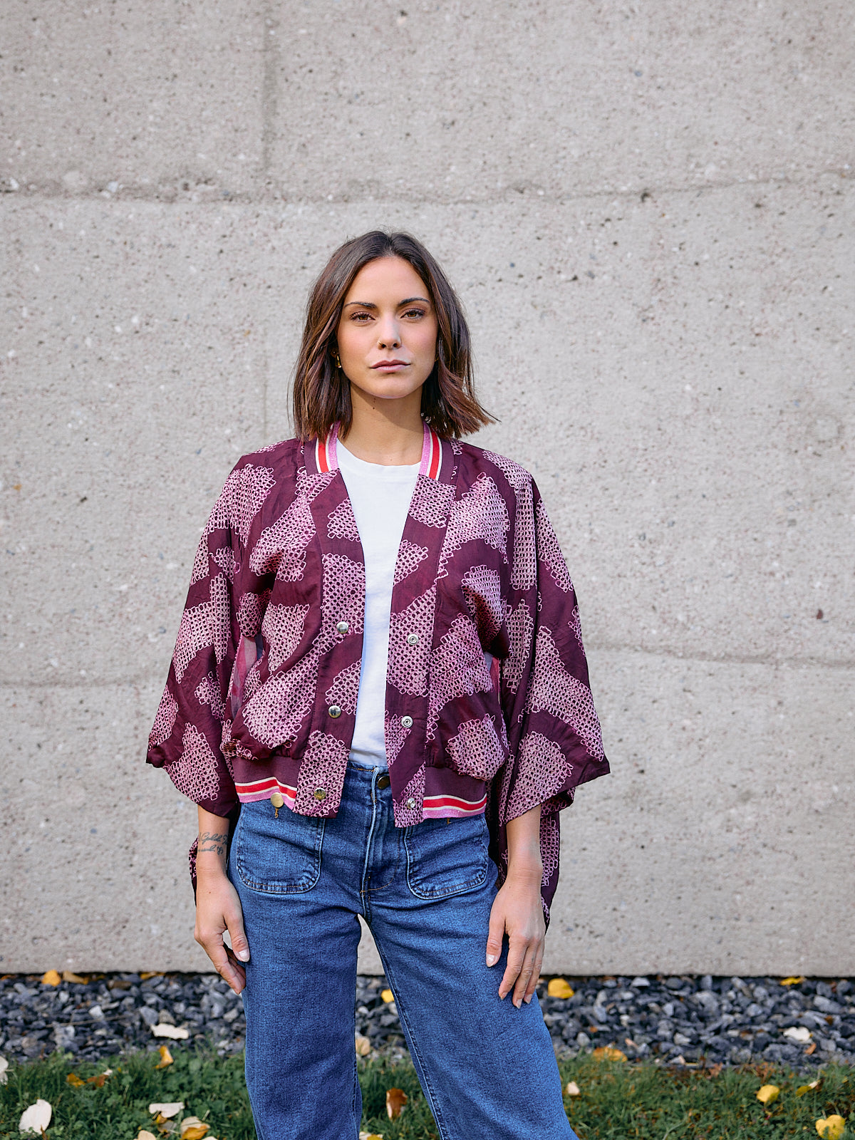 Kimono-Collegejacke Burgundy