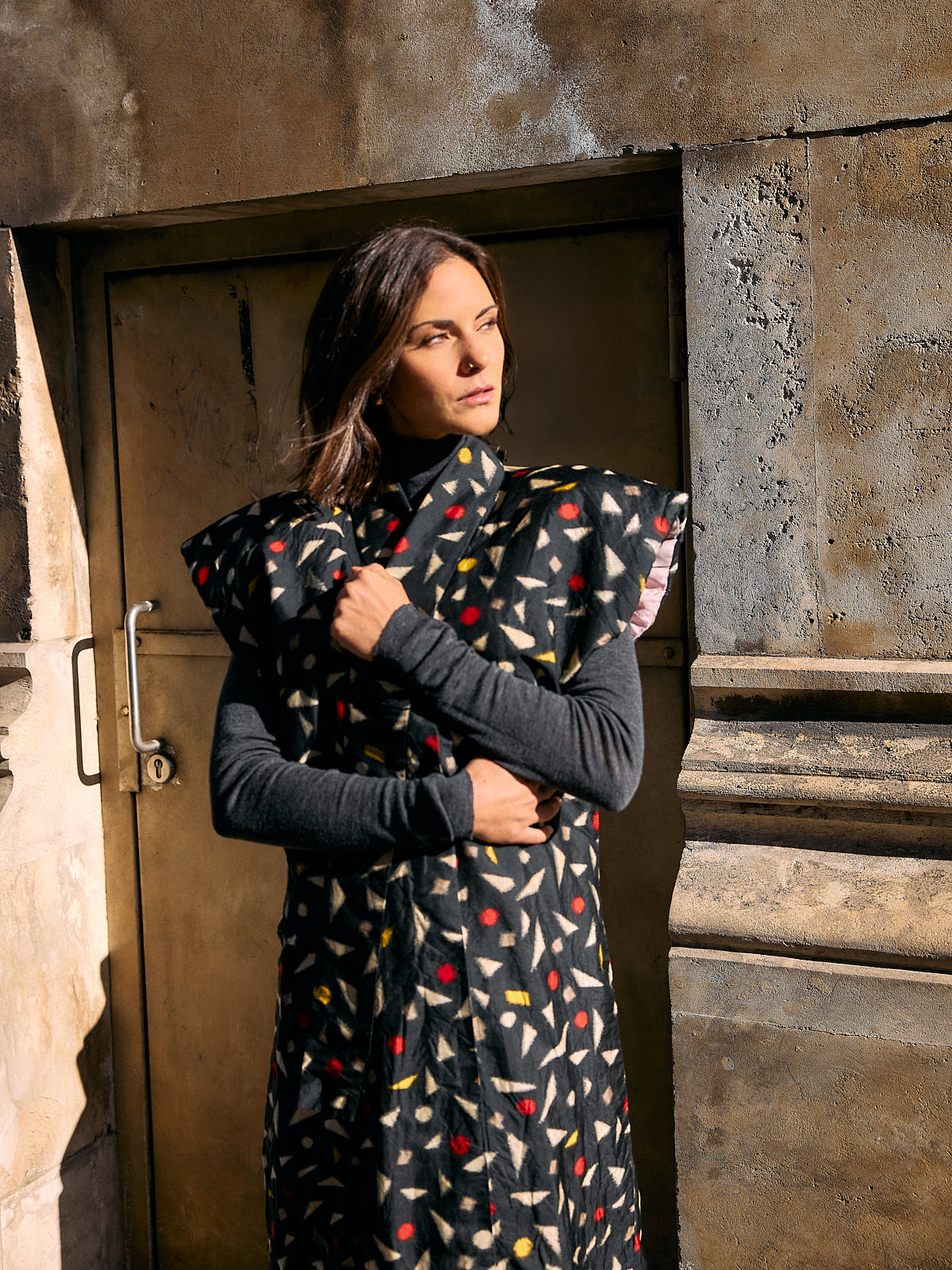 Soulder Kimono-Mantel Black